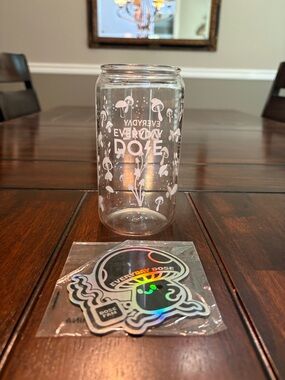 EVERYDAY DOSE Clear Glass Tumbler and holographic magnet